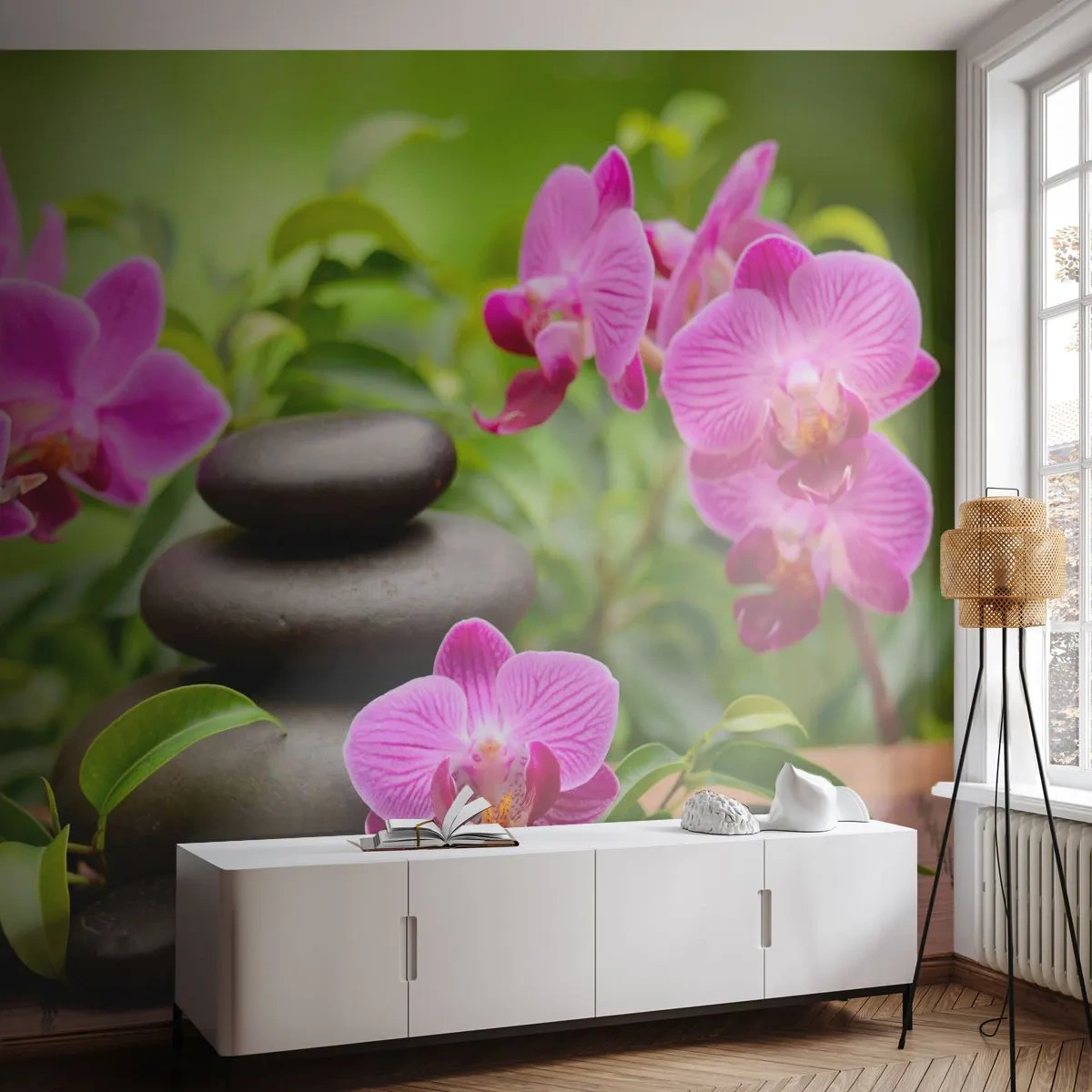 Papel de Parede Autocolante Deluxe Sticker - Pirâmide da paz - Flores, Orquídea, Orquídea - 250x175 cm