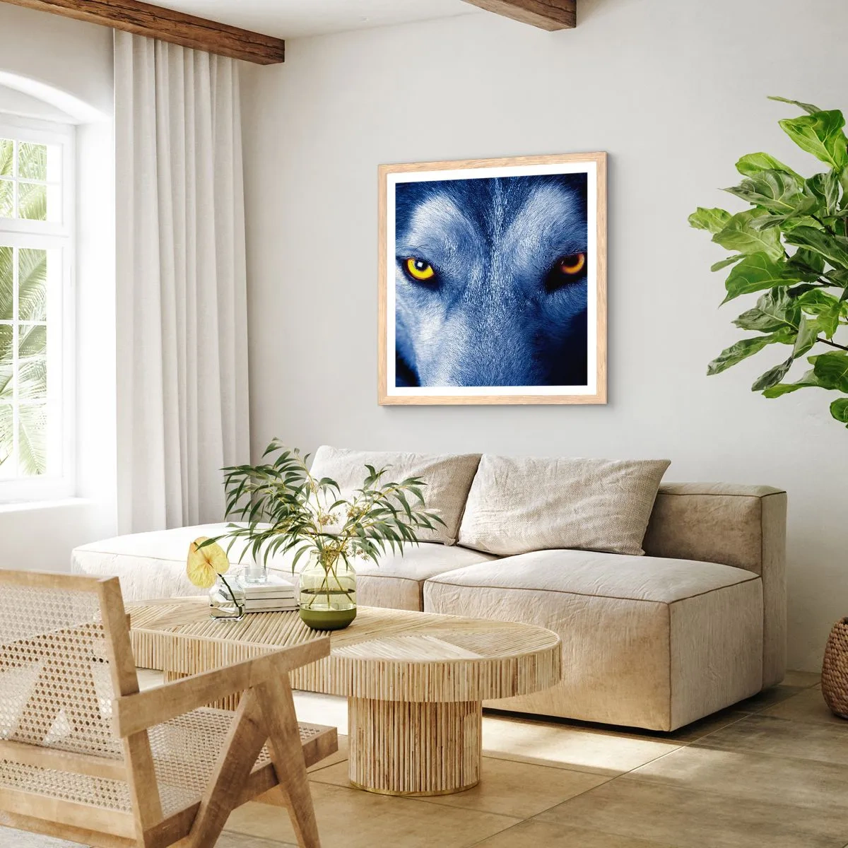 Pôster com moldura de carvalho claro - Olhar hipnotizante - 40x40 cm