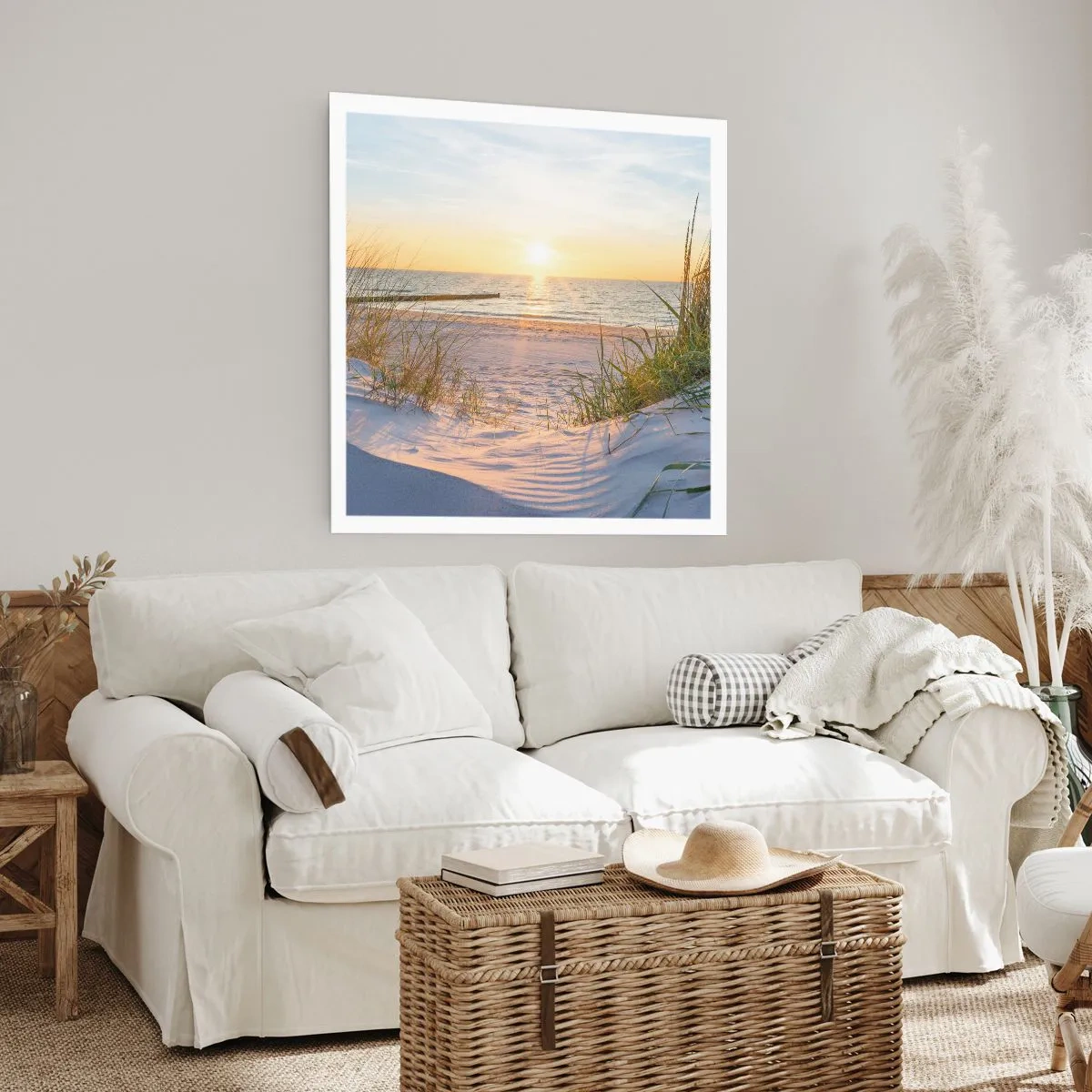 Pôster - O som do mar, o canto dos pássaros, a praia selvagem entre a relva... - 40x40 cm