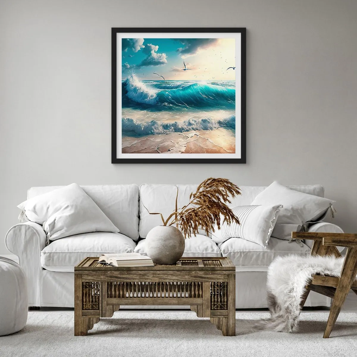 Pôster com moldura preta - Cantarola apenas para si - 60x60 cm