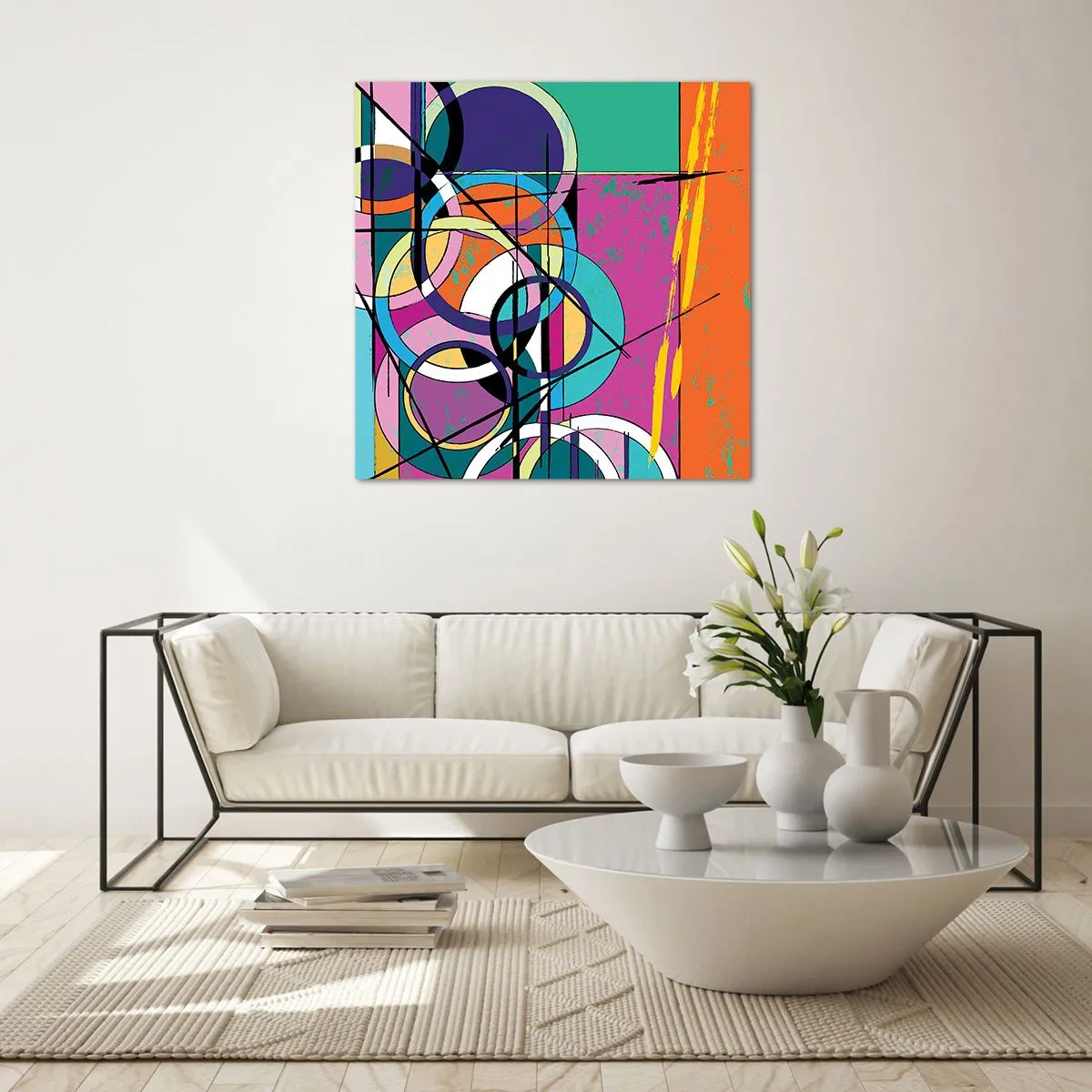 Quadro em vidro - Círculo entre círculos - 30x30 cm