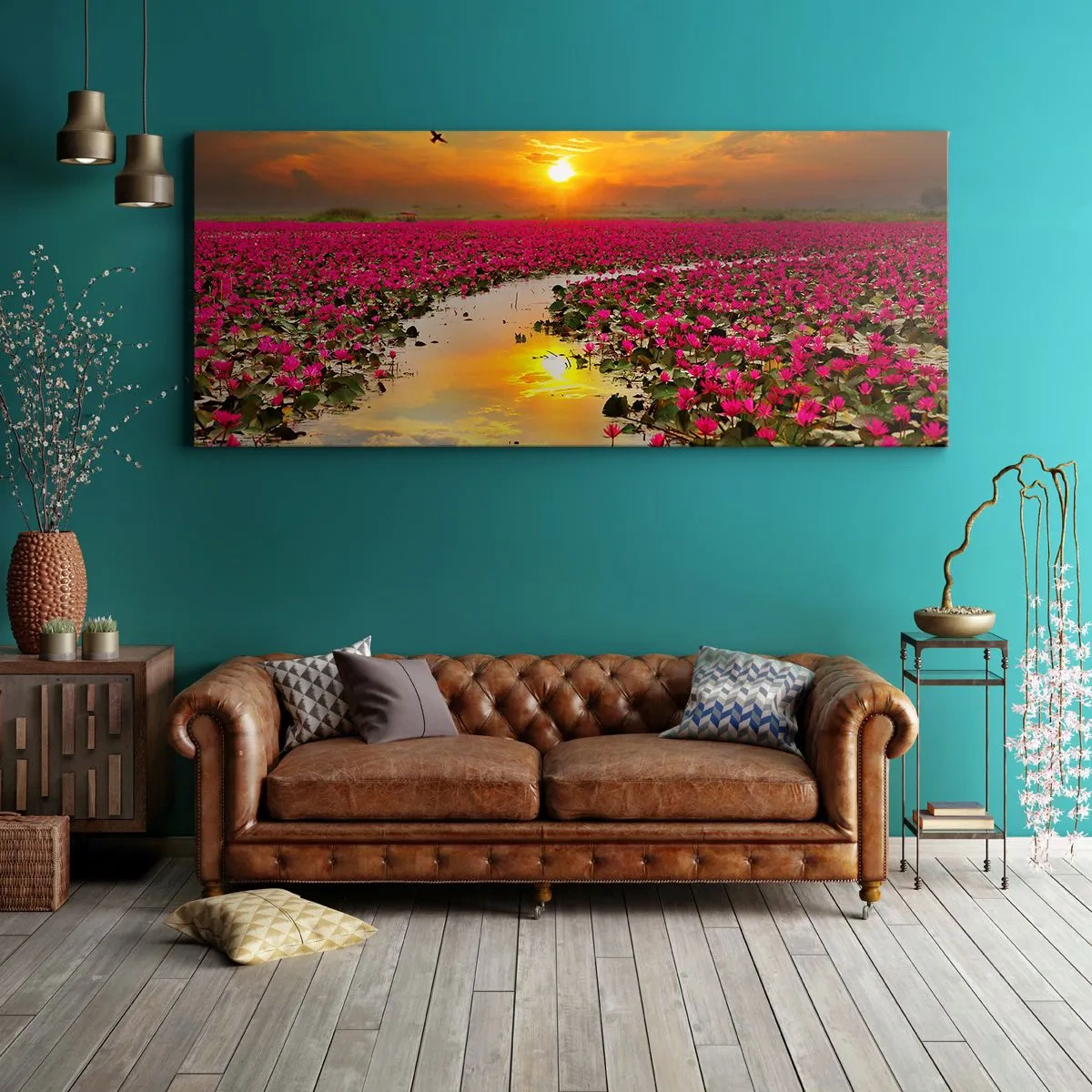 Quadro em tela - A vida secreta do lago - 120x50 cm