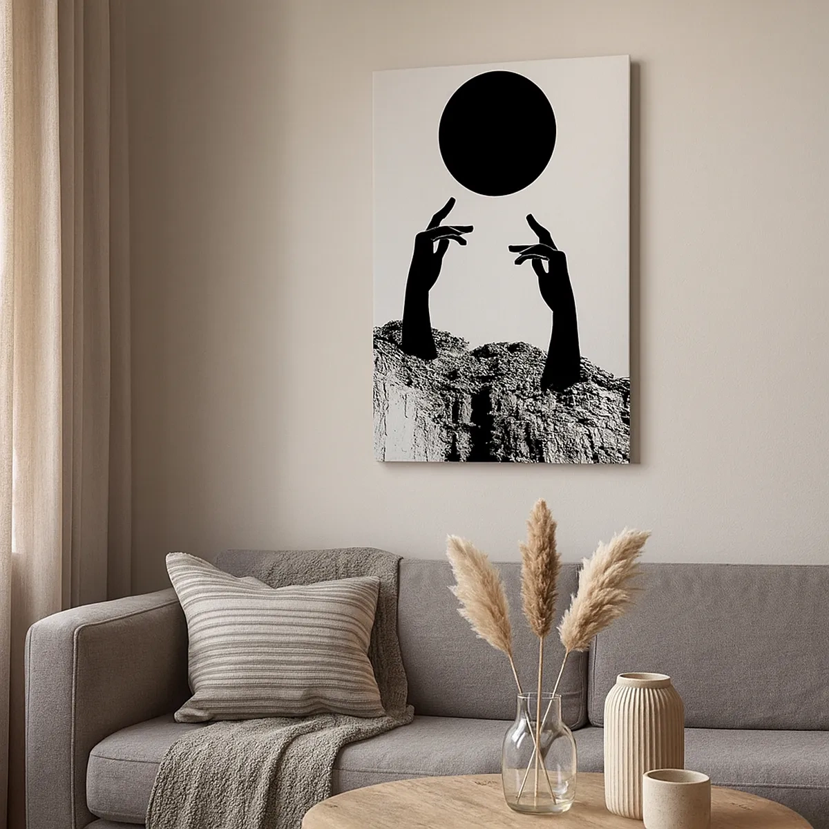 Quadro em tela - Composição surrealista: o sol e o resto - 50x70 cm