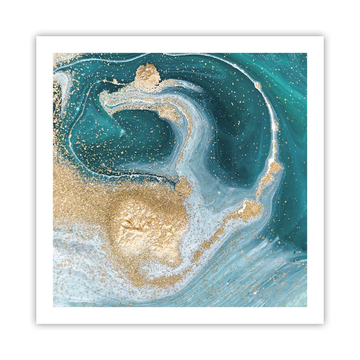 Pôster - Um vórtice de ouro e turquesa - 60x60 cm