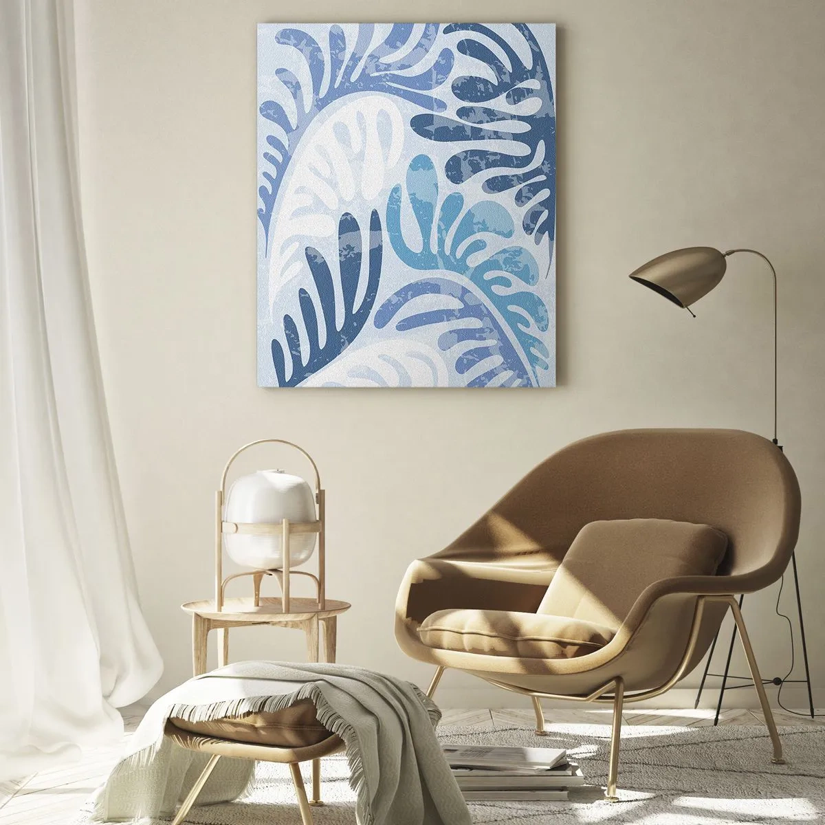 Quadro em vidro - Samambaias azuis - 50x70 cm