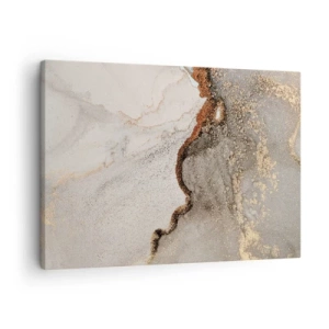 Quadro em tela - Motivo abstrato com tons de dourado e cinza - 70x50cm - No limite das cores - Decoração de parede moderna para a sala de estar e quarto ARTTOR