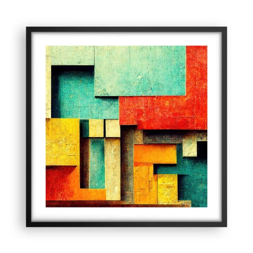 Pôster com moldura preta - Festival de ângulos vivos - 50x50 cm