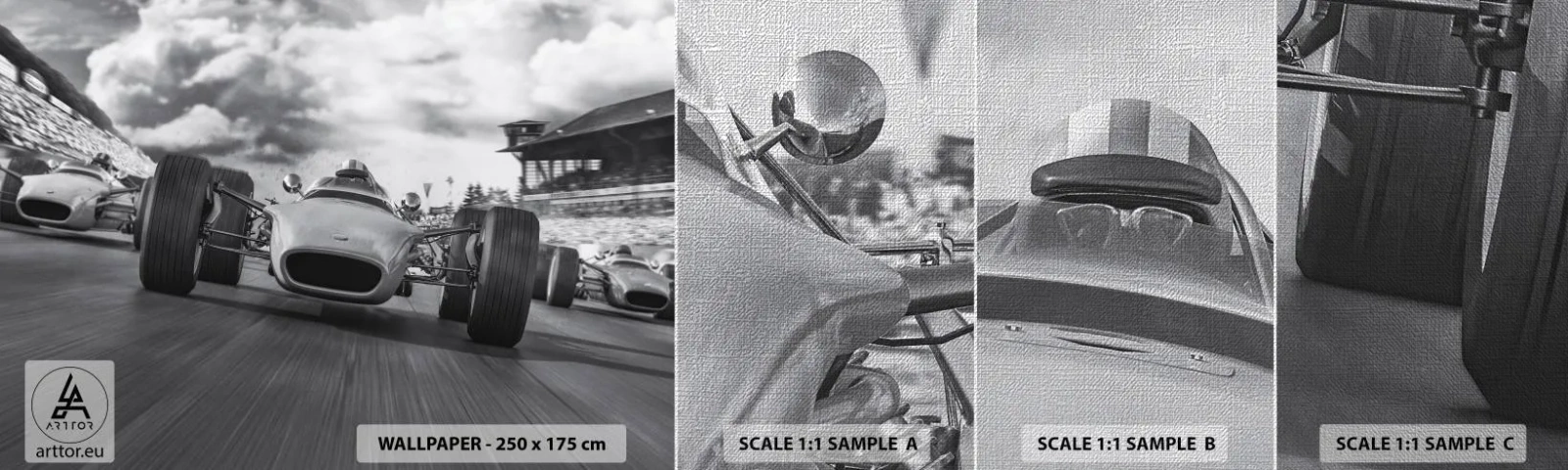 Amostra de papel de parede Premium Canvas - O ronco do motor - Fórmula 1, Veículo, Corrida - 100x30 cm