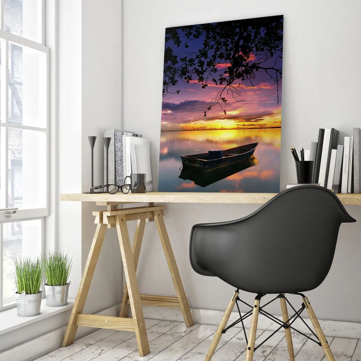 Quadro em vidro - Parece que estás pendurado no meio do céu… - 50x70 cm