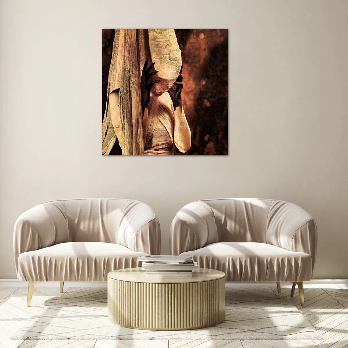 Quadro em vidro - Entre o bem e o mal - 70x70 cm