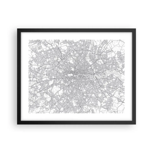 Pôster com moldura preta - Mapa do labirinto de Londres - 50x40 cm