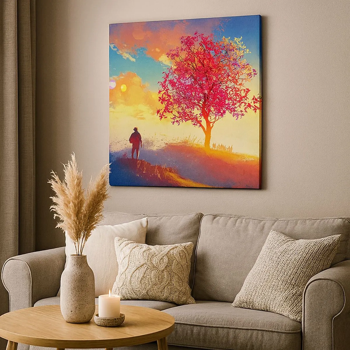 Quadro em tela - O peregrino no seu destino - 30x30 cm