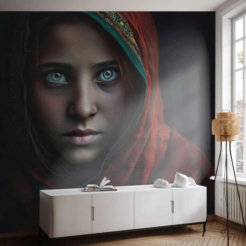 Papel de Parede Premium Sand - Princesa oriental - Garota, Retrato, Paquistão - 100x70 cm