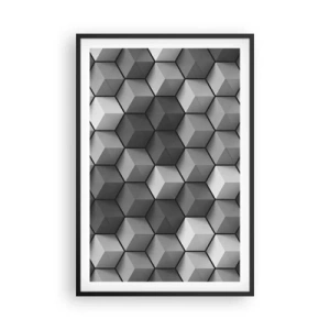Pôster com moldura preta - Quebra-cabeça cubista - 61x91 cm