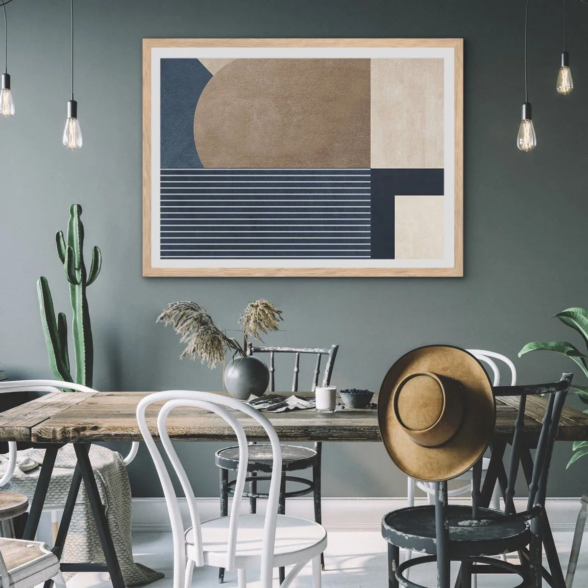 Pôster com moldura de carvalho claro - Uma composição de simplicidade e redondeza - 70x50 cm