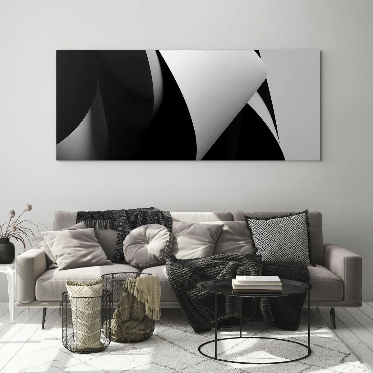 Quadro em vidro - Planos de luz das profundezas da sombra - 100x40 cm