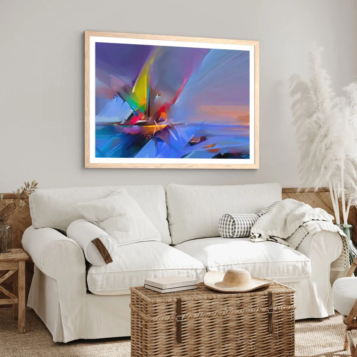 Pôster com moldura de carvalho claro - Como as asas de um pássaro - 100x70 cm