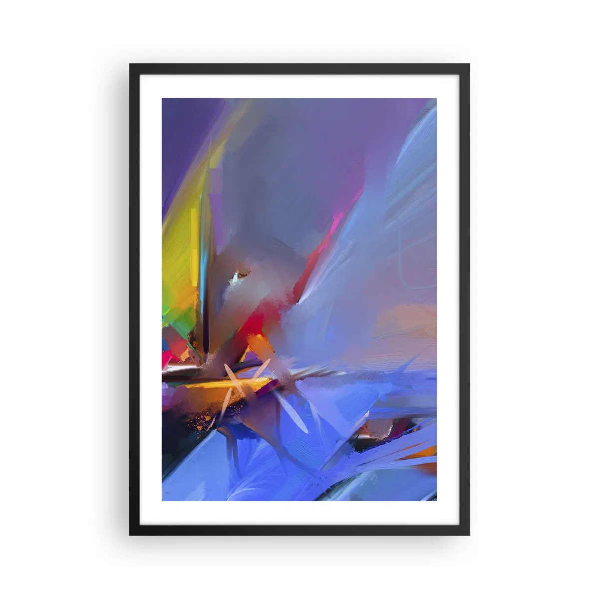 Pôster com moldura preta - Um jogo abstrato de cores em uma composição dinâmica - 50x70cm - Como as asas de um pássaro - Decoração de parede moderna para a sala de estar e quarto ARTTOR