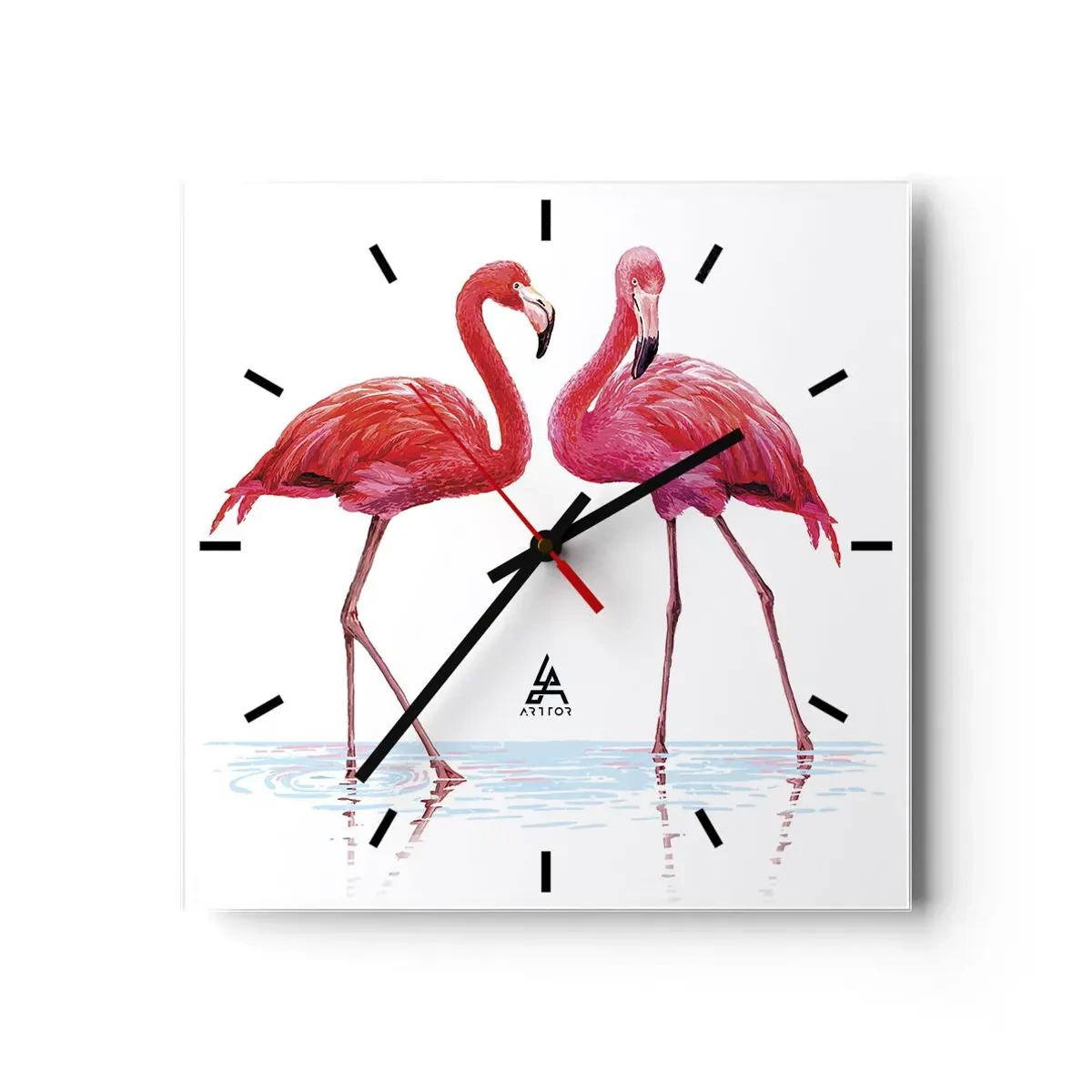 Relógio de parede - Relógio em vidro - Rosa randez-vous - 30x30 cm