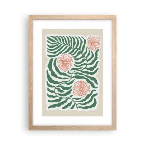 Pôster com moldura de carvalho claro - Florescendo em verde - 30x40 cm