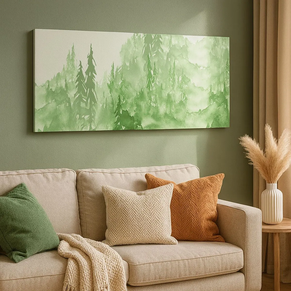 Quadro em tela - Desfocado pela névoa verde - 100x40 cm