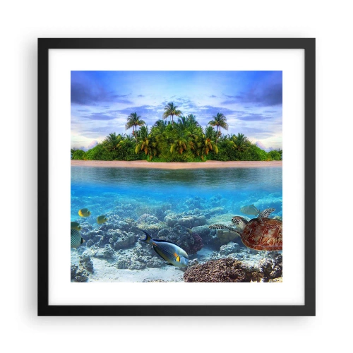 Pôster com moldura preta - A Ilha Celestial lhe convida - 40x40 cm