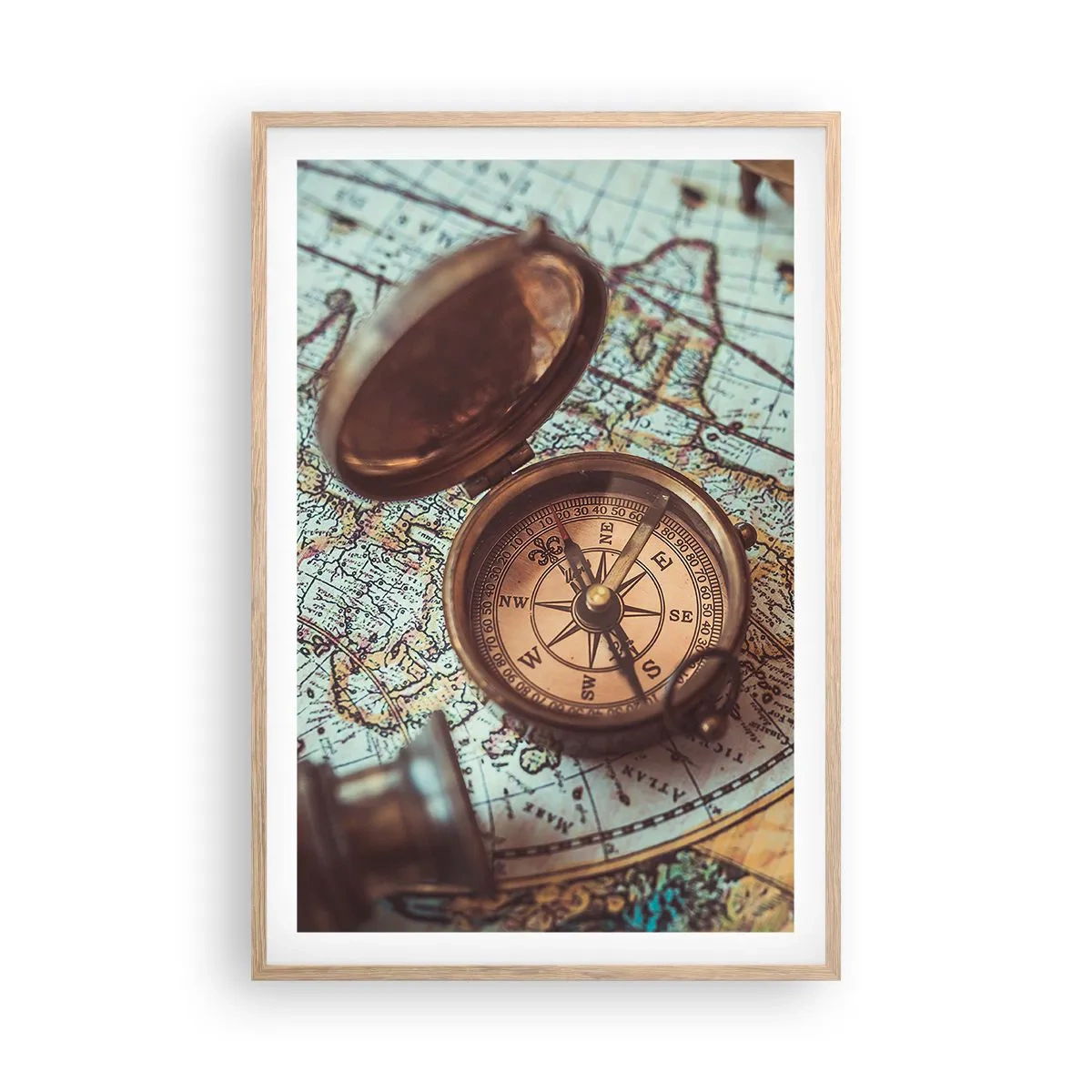 Pôster com moldura de carvalho claro - Para o aventureiro - 61x91 cm