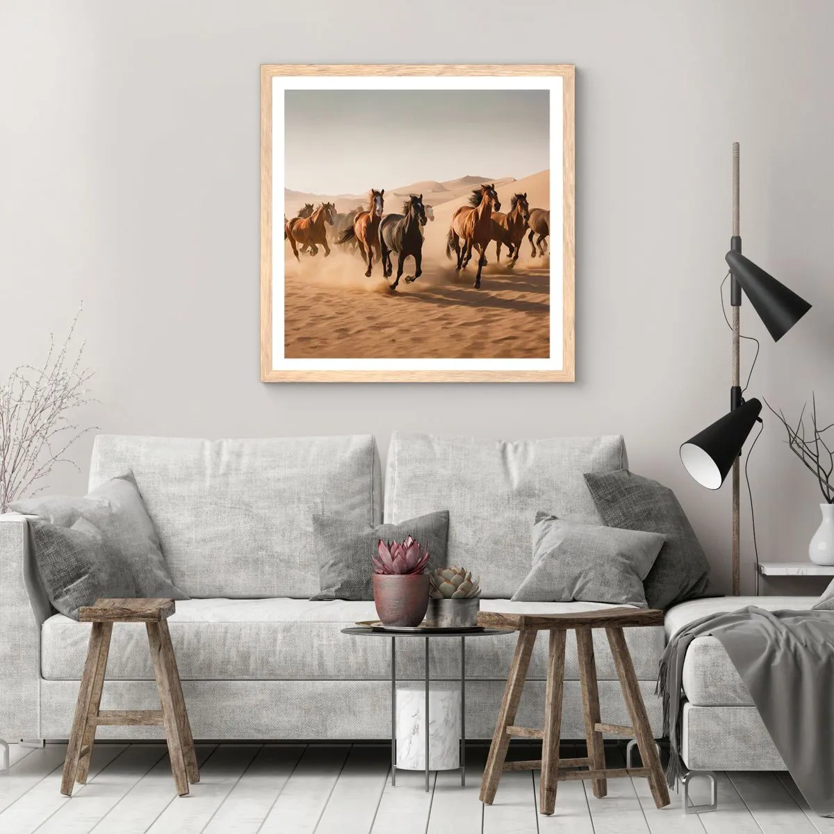 Pôster com moldura de carvalho claro - Livre como o vento - 50x50 cm