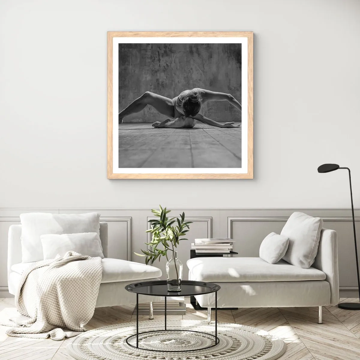 Pôster com moldura de carvalho claro - Simetria encontrada - 50x50 cm