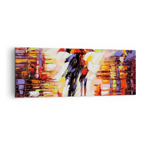 Quadro em tela - Juntos durante a noite e a chuva - 140x50 cm