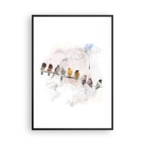 Pôster com moldura preta - Reunião alada - 70x100 cm