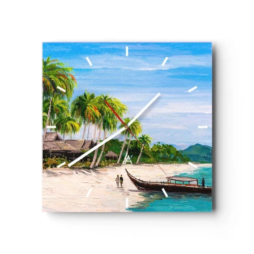 Relógio de parede - Relógio em vidro - Um sonho exótico - 30x30 cm