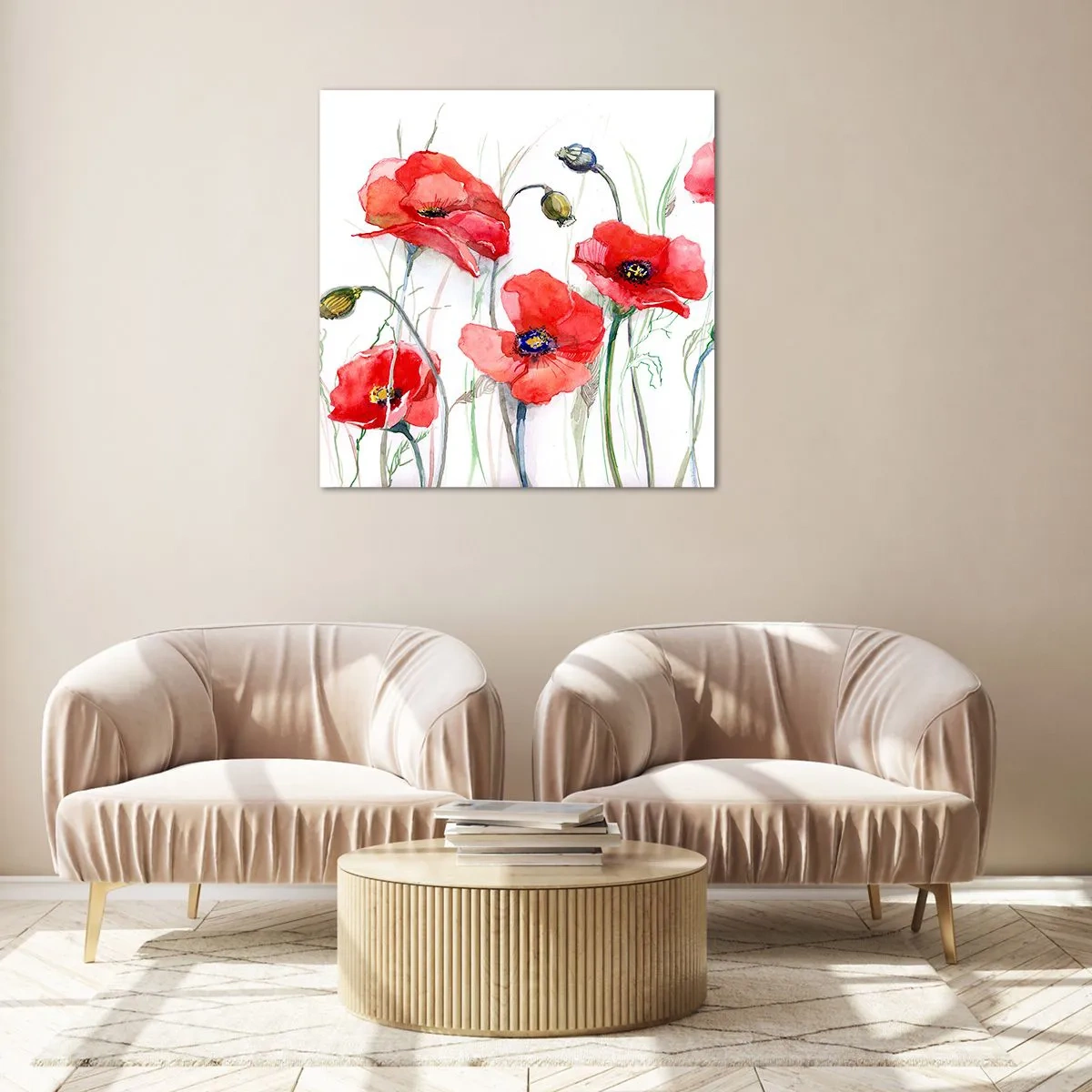 Quadro em vidro - Flores polacas - 60x60 cm