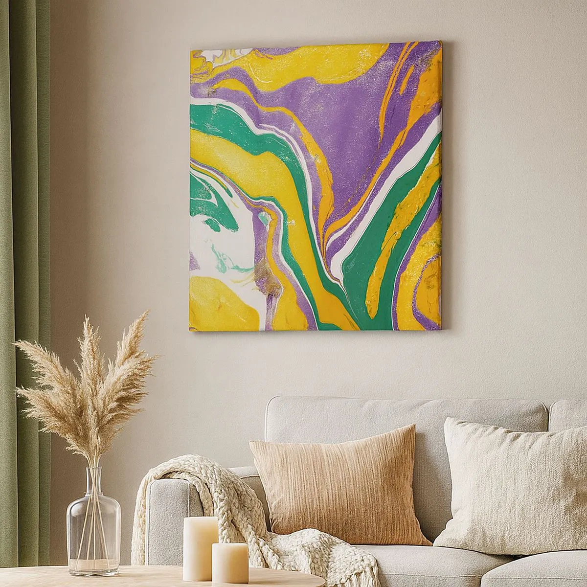 Quadro em tela - Ondas de cor - 30x30 cm