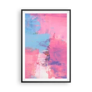 Pôster com moldura preta - Rosa, azul e uma pitada de luz - 61x91 cm