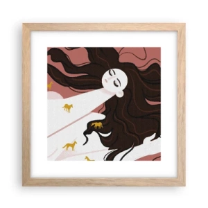 Pôster com moldura de carvalho claro - Sonho com um cavalo dourado - 30x30 cm