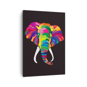 Quadro em tela - O elefante que adorava banhar-se no arco-íris - 50x70 cm