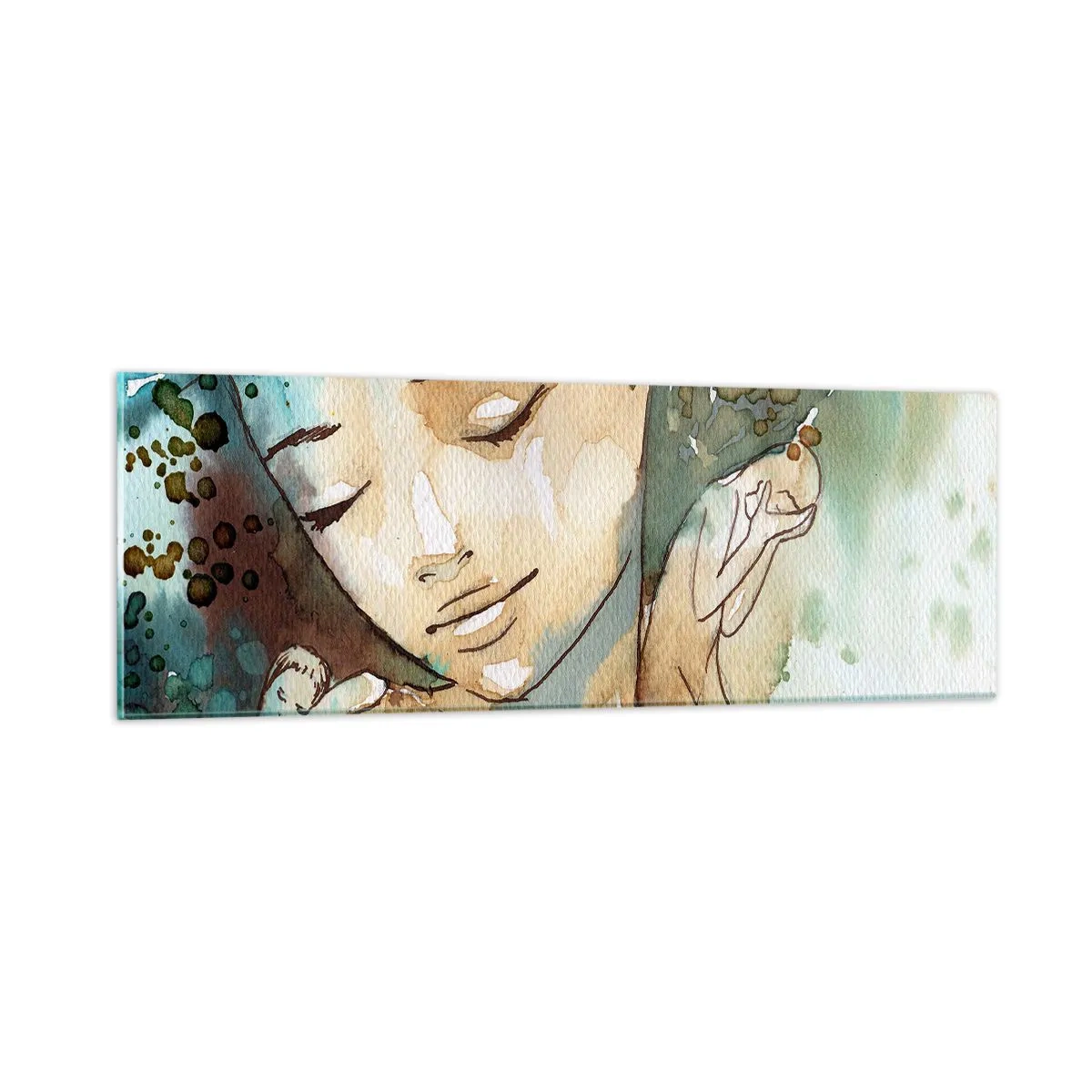 Quadro em vidro - Dama em azul - 90x30 cm