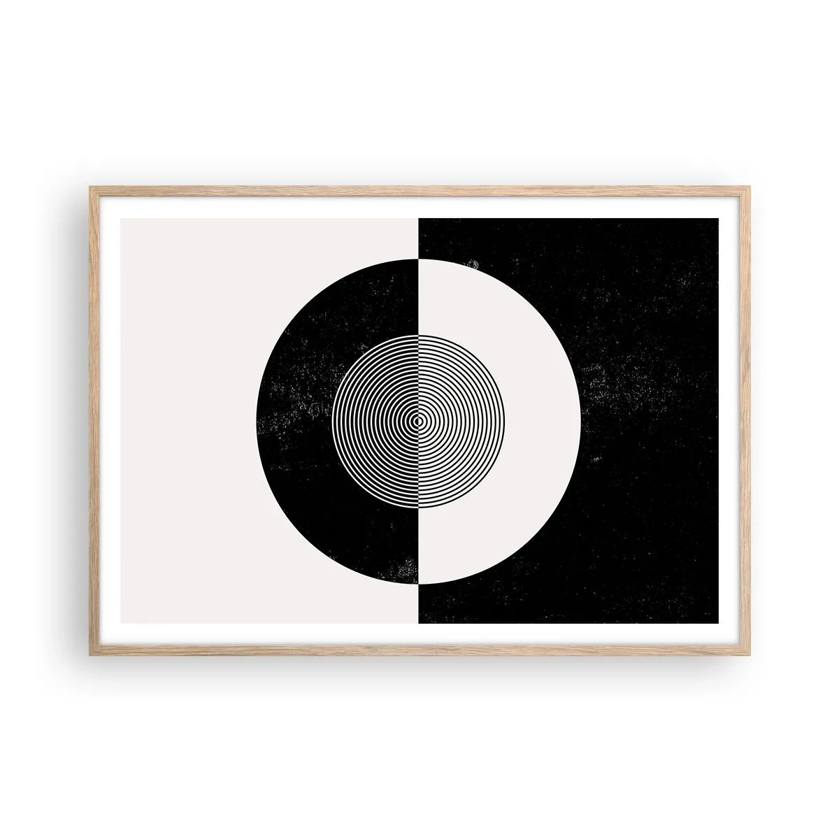 Pôster com moldura de carvalho claro - Harmonia a preto e branco - 100x70 cm