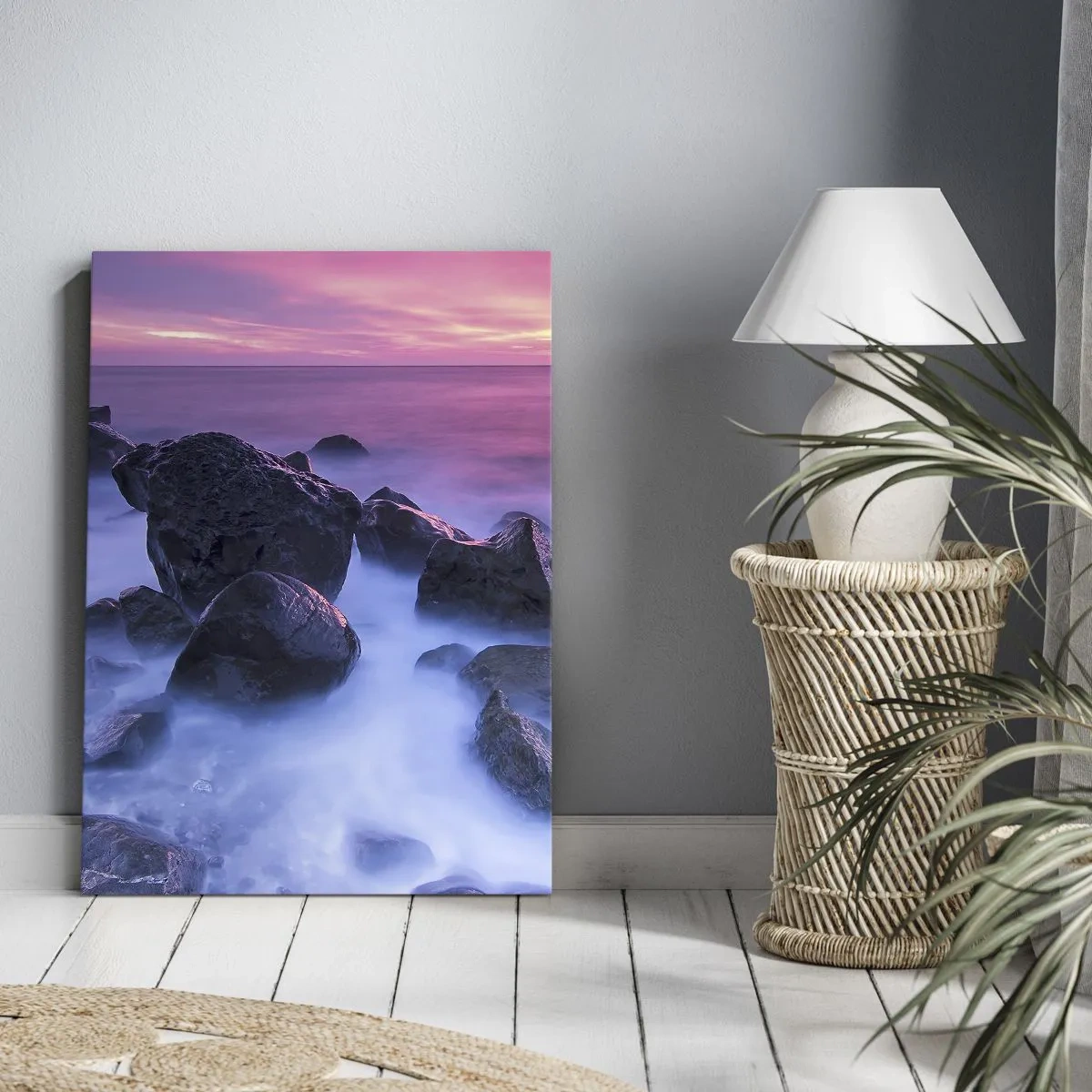 Quadro em tela - Nascimento em brilho e nevoeiro - 65x120 cm