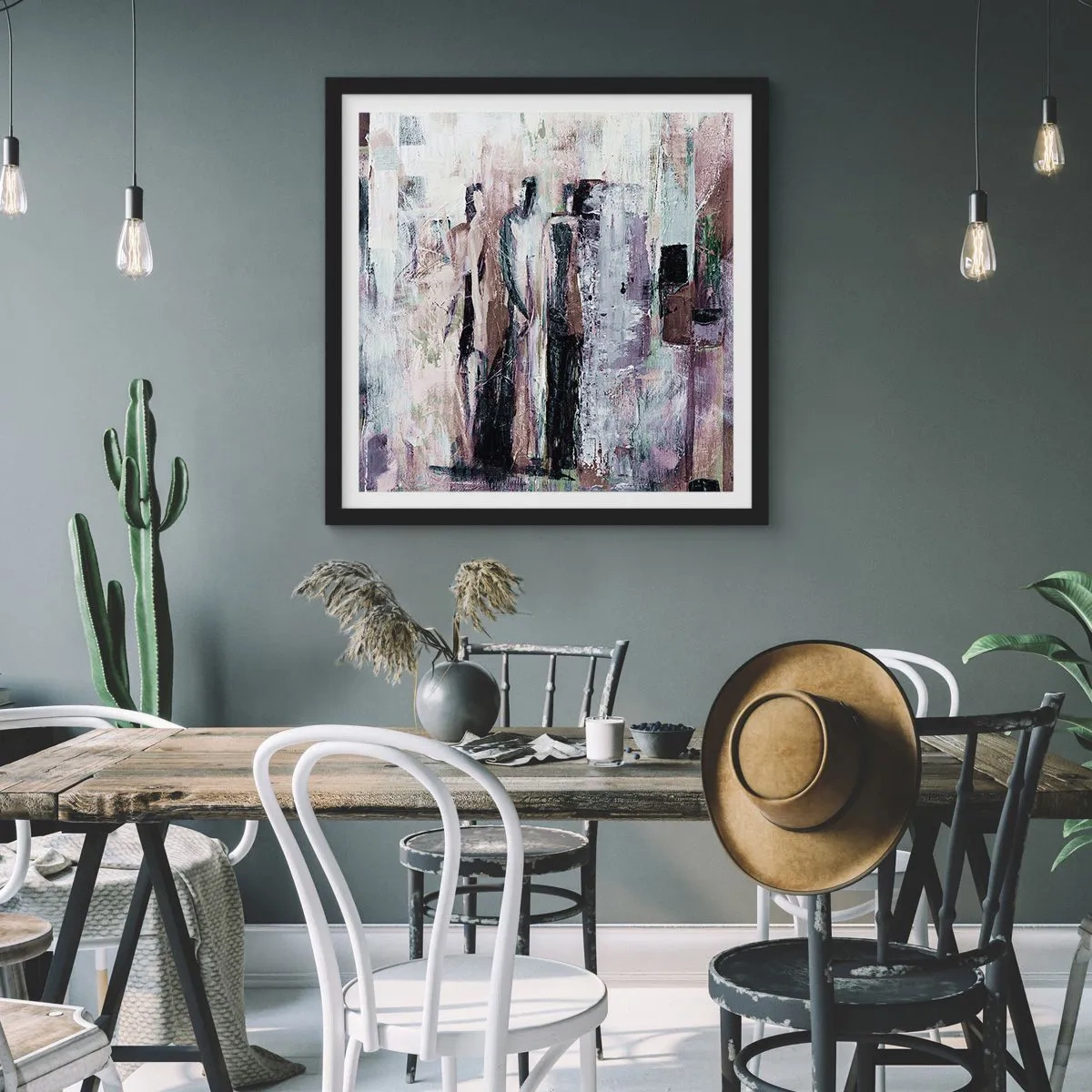 Pôster com moldura preta - Três misteriosos - 60x60 cm