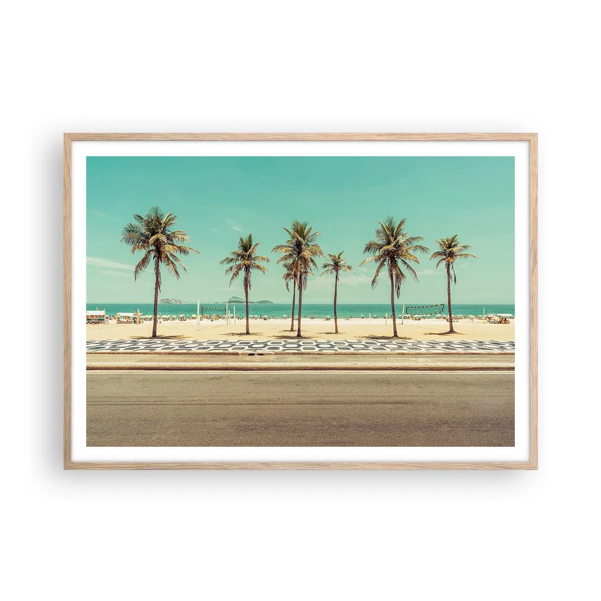 Pôster com moldura de carvalho claro - Em guarda da praia - 100x70 cm