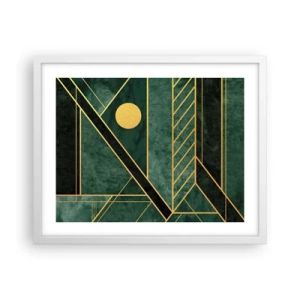 Pôster em moldura branca - A dinâmica do ouro e do azul - 50x40 cm