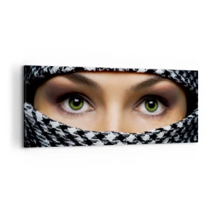 Quadro em tela - Retrato de uma beleza velada de olhos verdes - 100x40 cm