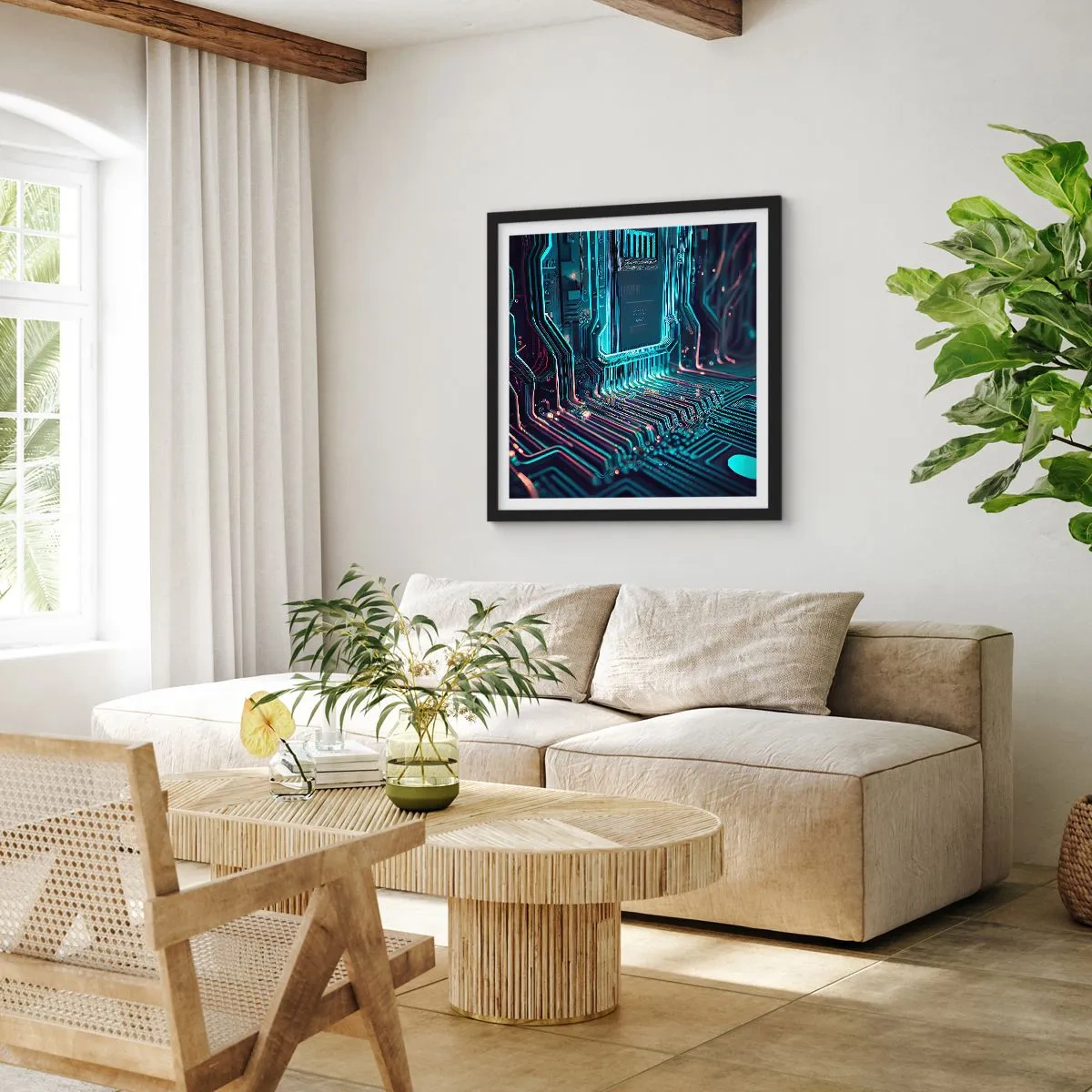 Pôster com moldura preta - Só estou a pensar... - 40x40 cm