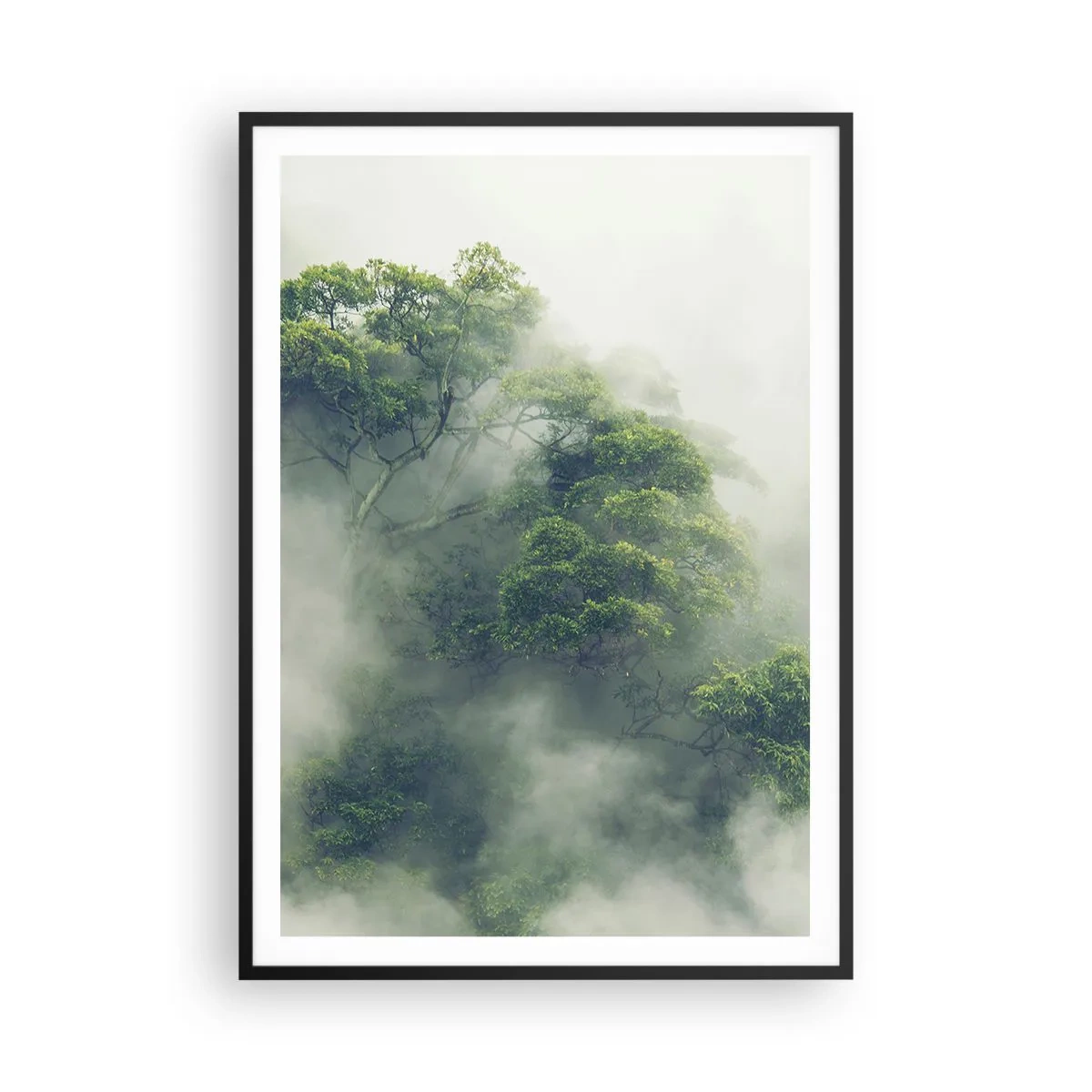 Pôster com moldura preta - Envolto em neblina - 70x100 cm