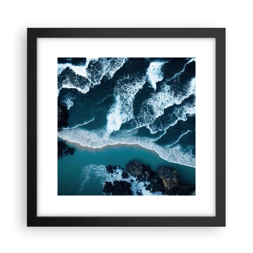 Pôster com moldura preta - Envolto em ondas - 30x30 cm