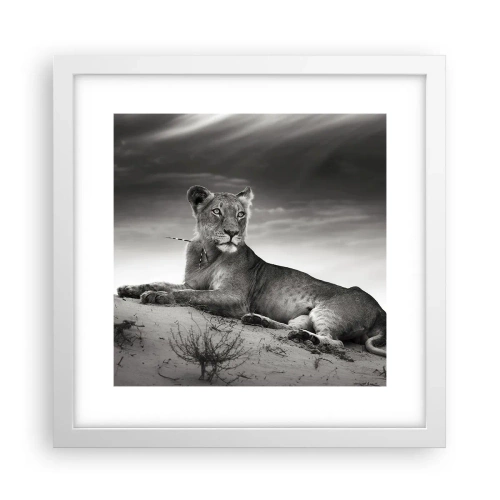 Pôster em moldura branca - Descanso da Rainha do Deserto - 30x30 cm