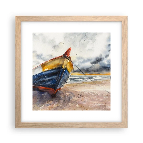 Pôster com moldura de carvalho claro - Descanse na costa - 30x30 cm