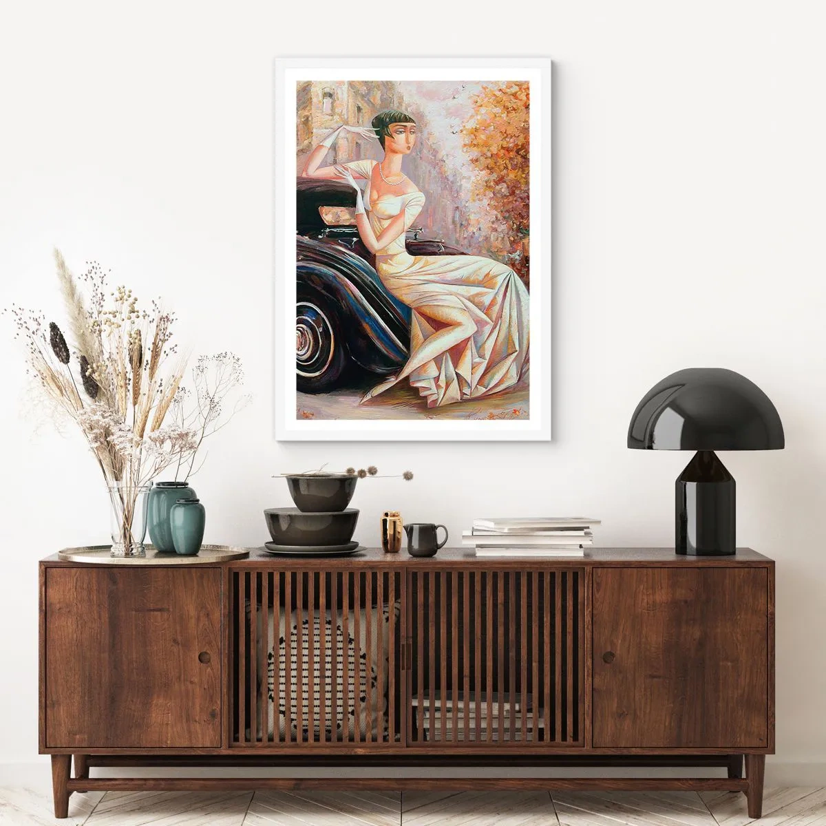 Pôster em moldura branca - Elegância retro - 61x91 cm